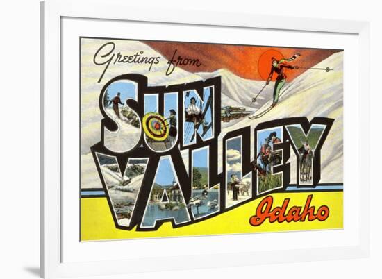 Greetings from Sun Valley, Idaho-null-Framed Premium Giclee Print