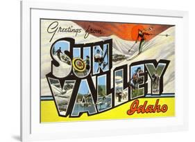 Greetings from Sun Valley, Idaho-null-Framed Premium Giclee Print