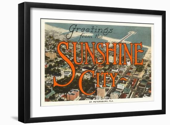 Greetings from Sunshine City, St. Petersburg, Florida-null-Framed Art Print