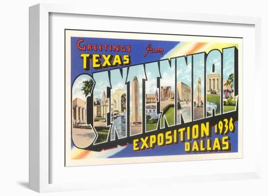 Greetings from Texas Centennial, 1936-null-Framed Art Print