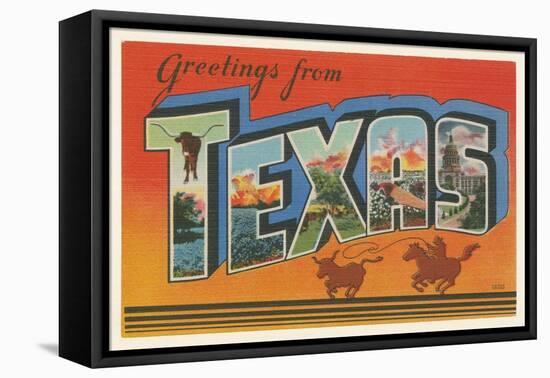 Greetings from Texas v2-Wild Apple Portfolio-Framed Stretched Canvas