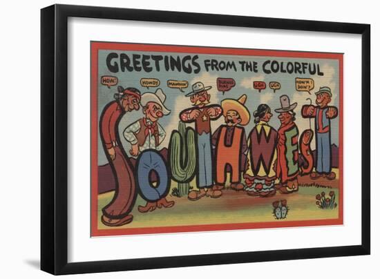 Greetings from the Colorful Southwest - Large Letter Scenes-Lantern Press-Framed Art Print