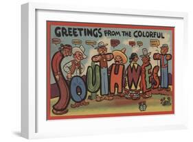 Greetings from the Colorful Southwest - Large Letter Scenes-Lantern Press-Framed Art Print