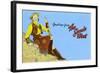 Greetings from the Scenic West, Cowgirl-null-Framed Art Print