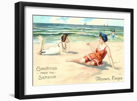 Greetings from the Seaside, Florence-null-Framed Art Print