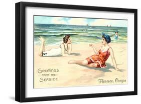 Greetings from the Seaside, Florence-null-Framed Art Print