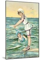 Greetings from the Seaside, Two Victorian Girls-null-Mounted Art Print