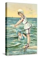 Greetings from the Seaside, Two Victorian Girls-null-Stretched Canvas