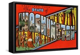 Greetings from the State of Washington-null-Framed Stretched Canvas