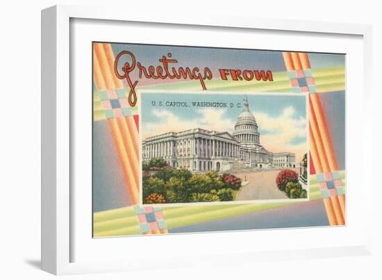 Greetings from the US Capitol-null-Framed Art Print
