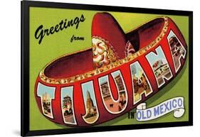 Greetings From Tijuana-Old Mexico-Curt Teich-Framed Art Print