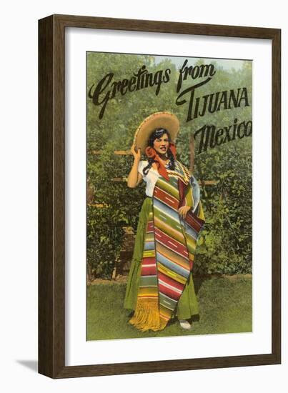 Greetings from Tijuana, Senorita in Sarape-null-Framed Art Print