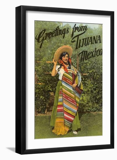 Greetings from Tijuana, Senorita in Sarape-null-Framed Art Print