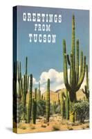Greetings from Tucson, Arizona, Saguaros-null-Stretched Canvas