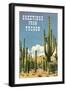Greetings from Tucson, Arizona, Saguaros-null-Framed Art Print