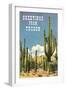 Greetings from Tucson, Arizona, Saguaros-null-Framed Art Print