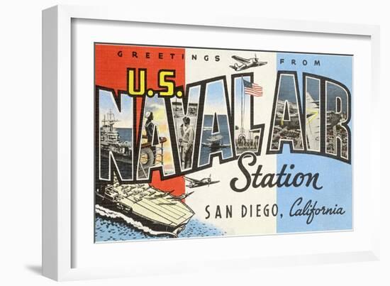 Greetings from U.S. Naval Air Station, San Diego, California-null-Framed Premium Giclee Print