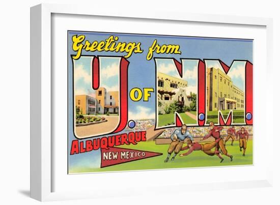 Greetings from University of New Mexico, Albuquerque, New Mexico-null-Framed Art Print
