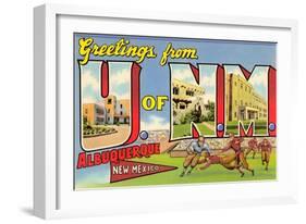 Greetings from University of New Mexico, Albuquerque, New Mexico-null-Framed Art Print