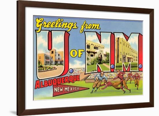 Greetings from University of New Mexico, Albuquerque, New Mexico-null-Framed Premium Giclee Print