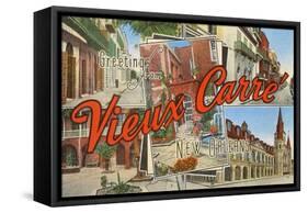 Greetings from Vieux Carre, New Orleans, Louisiana-null-Framed Stretched Canvas