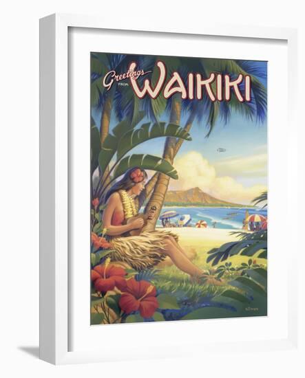 Greetings from Waikiki-Kerne Erickson-Framed Art Print