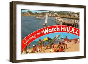 Greetings from Watch Hill, Rhode Island-null-Framed Art Print