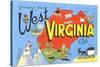 Greetings from West Virginia, Map, Cartoons-null-Stretched Canvas