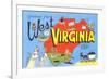 Greetings from West Virginia, Map, Cartoons-null-Framed Premium Giclee Print