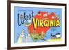 Greetings from West Virginia, Map, Cartoons-null-Framed Premium Giclee Print