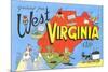 Greetings from West Virginia, Map, Cartoons-null-Mounted Premium Giclee Print