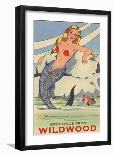 Greetings from Wildwood, New Jersey, Mermaid-null-Framed Art Print