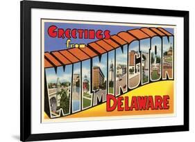 Greetings from Wilmington, Delaware-null-Framed Premium Giclee Print