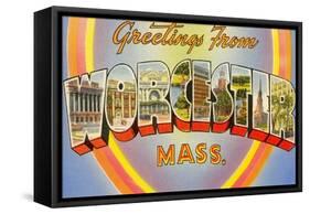 Greetings from Worcester, Massachusetts-null-Framed Stretched Canvas