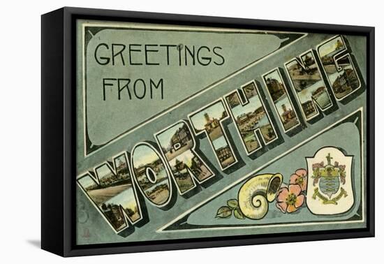 Greetings from Worthing, Postcard, C1913-Milton-Framed Stretched Canvas