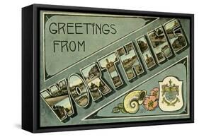 Greetings from Worthing, Postcard, C1913-Milton-Framed Stretched Canvas