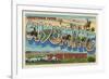 Greetings from Wyoming of the Old West-null-Framed Premium Giclee Print