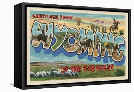 Greetings from Wyoming of the Old West-null-Framed Stretched Canvas