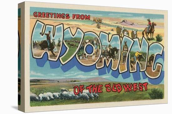 Greetings from Wyoming of the Old West-null-Stretched Canvas