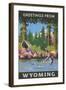 Greetings from Wyoming-null-Framed Art Print