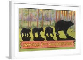 Greetings from Yellowstone National Park, Bears-null-Framed Art Print