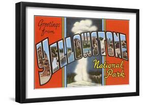 Greetings from Yellowstone National Park-null-Framed Giclee Print