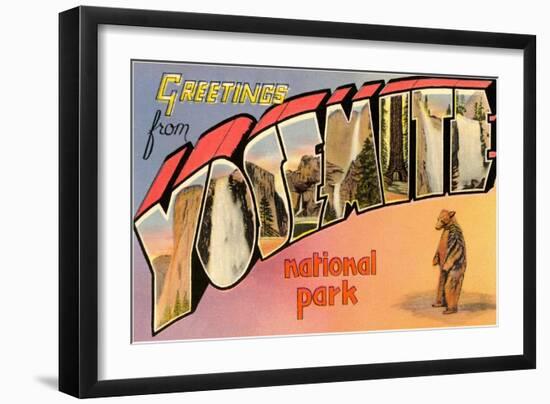 Greetings from Yosemite National Park, California-null-Framed Giclee Print