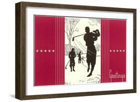 Greetings, Golfing-null-Framed Art Print