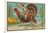 Greetings, Jockey Boy Riding Turkey-null-Framed Art Print