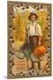 Greetings, Man with Turkey and Pumpkin-null-Mounted Art Print