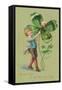 Greetings on St. Patricks Day, Pig and Giant Shamrock-null-Framed Stretched Canvas