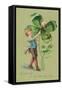 Greetings on St. Patricks Day, Pig and Giant Shamrock-null-Framed Stretched Canvas