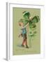 Greetings on St. Patricks Day, Pig and Giant Shamrock-null-Framed Art Print