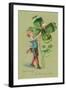 Greetings on St. Patricks Day, Pig and Giant Shamrock-null-Framed Art Print